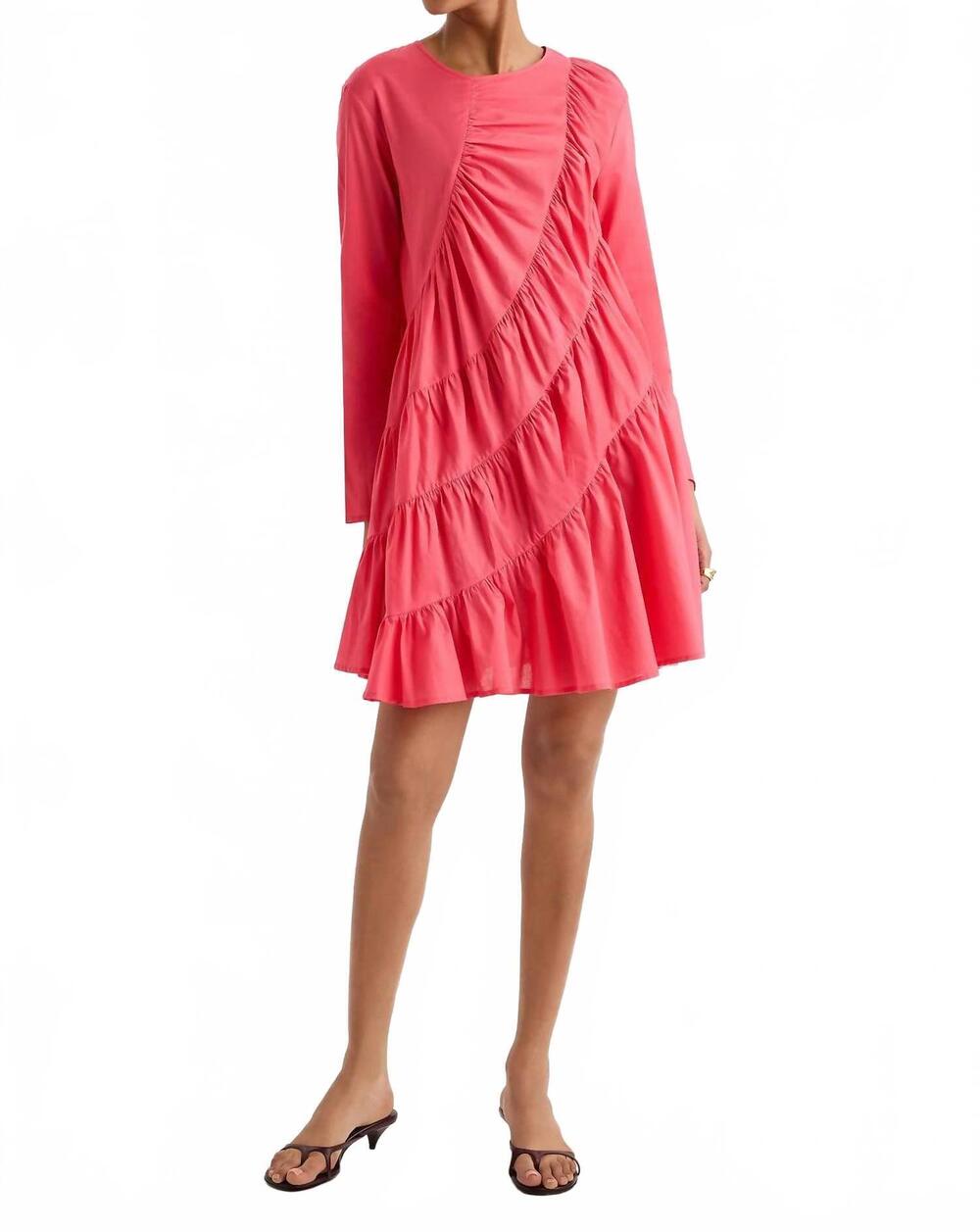 NEW MERLETTE solana long sleeve mini dress in berry